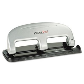 PaperPro inPRESS Three-Hole Punch, 20-Sheet Capacity, Black/Silver