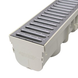 NDS Pro Series Channel Drain Kit, 5-1/2 in. X 39-3/8 in. Deep Profile Channel, Galv. Steel Grates, End Caps/Outlet, 5 in.
