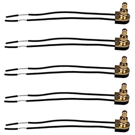 Creative Hobbies® 5 Pack of Rotary On/Off Switches, Single Circuit, 3A-120V, Brass Finish, Metal Bushing with 6 Inch Wire Leads Stripped Ends