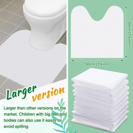 25 Pieces Disposable Toilet Mats 24 x 24 Inches Toilet Floor Protector from Urine Absorbent Non-Slip White Mat Base U Shaped Potty Cover Conceal Stains for Children Adult