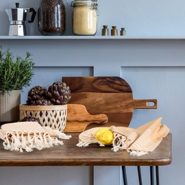 TWINY threads Set of 4 100% Cotton Turkish Kitchen Towels with Hanging Loop & Tassels (18" X 28") | Ultra Washcloth with Fringes | Reusable Hand Towels - Olive Green