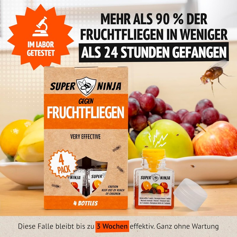 Super Ninja Fruit Fly Trap – 4-Pack Economy Set –