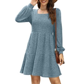 SAMPEEL Womens Dresses Church A Line Loose Fit Long Sleeve Dress 2025 XL Light Blue