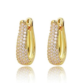Earrings Women's Gold Delicate Earrings Girls Fashionable Lightweight Hoop Earrings Hypoallergenic Earrings 18K Huggie Earrings Gold-Plated Women's Fashion Jewellery for Women and Girls, Copper