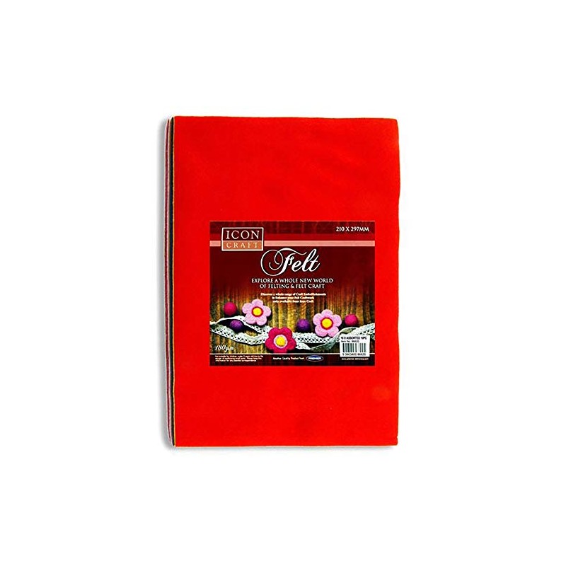 Premier Stationery Icon Craft A4 Felt Sheet - Assorted Colours.