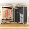 ULIFHOME P6C Plus Rolling Clothes Rack with Cover, Covered Clothing