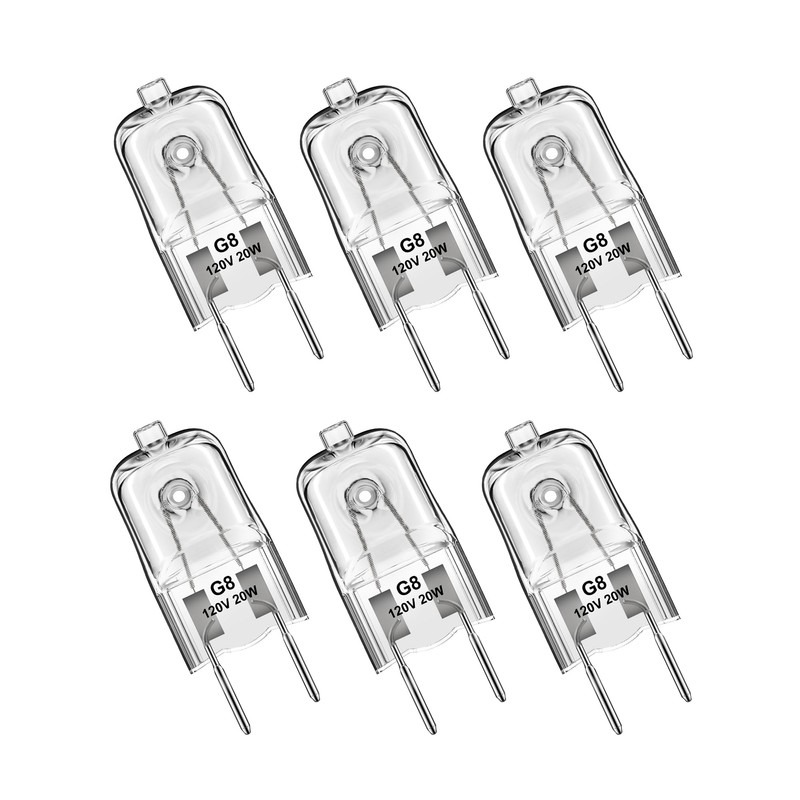 Flaspar G8 Halogen Light Bulbs, 20W G8 Bi-Pin Base Halogen