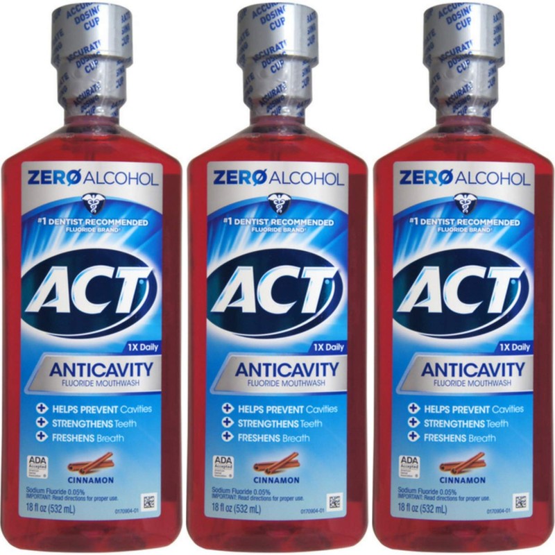 ACT Anticavity Fluoride Rinse Cinnamon 18 oz (Pack of 3)