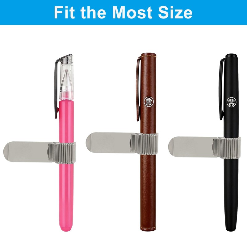 Waziaqoc 15 Pack Silver Pen Holder Clip, Metal, Transverse Style