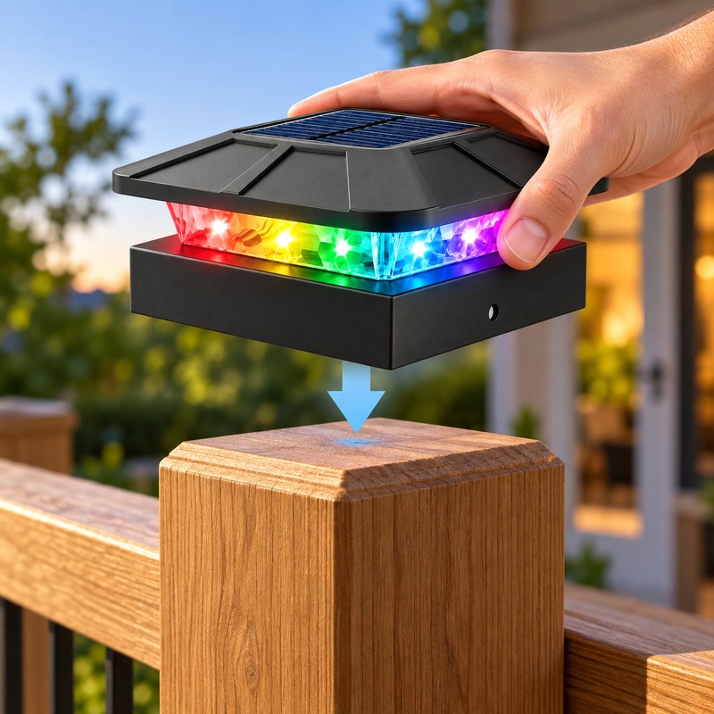 4-Pack RGB Solar Post Cap Lights for 3.5 & 4-Inch