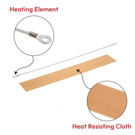 10 Pcs 300mm Impulse Heat SEALERS Element and Teflon Strip SPARES KIT, Impulse Heat Sealer Replacement Parts Heating Element Spare Repair Kit (10 PCS, 300mm)