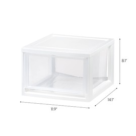 IRIS USA 14.5 Qt. Plastic Drawer Storage Organizer Stacking Drawers, 3-Pack, Stackable Unit with Sliding Drawer for Clothes Bedroom Kitchen Under Sink Pantry Craft Room Bathroom Dorm Office, White