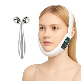 Electric Double Chin Device and V-Face Beauty Machine – 8 Modes Inteligent Double Chin V-Face Device for Women. + Free Mini 3D Face Roller for Skin Care