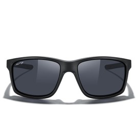 MERRY'S Sports Polarized Sunglasses For Men Women Cycling Running Driving Golf Fishing UV400 Protection S9266, Matte Black Frame/Black Polarized Lens/Black&gray Temples, Lens Width: 61 Millimeters