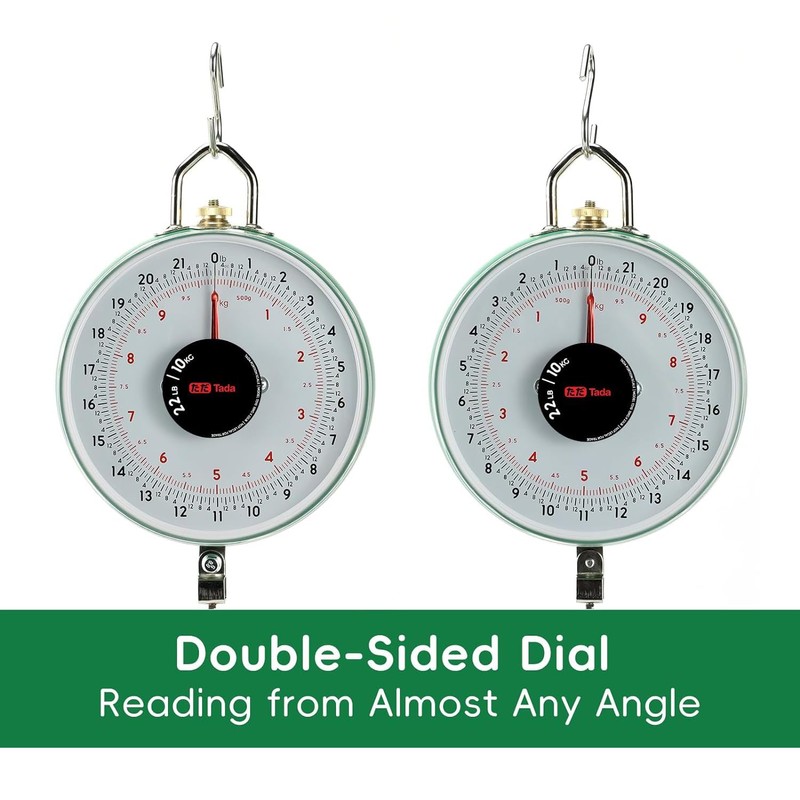 Tada 22LBS Double-Sided Display Mechanical Hanging Scale with Weighing Pan