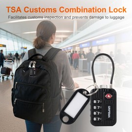 GRIFEMA GA1008 TSA Approved 4-Digit Combination Luggage Lock, Secure Travel Lock with Steel Cable for Suitcases, Backpacks, Gym Lockers - Black