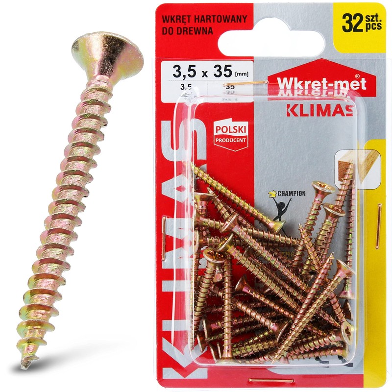 Klimas® Hardened Wood Screws Chipboard Screws Countersunk Head with PZ