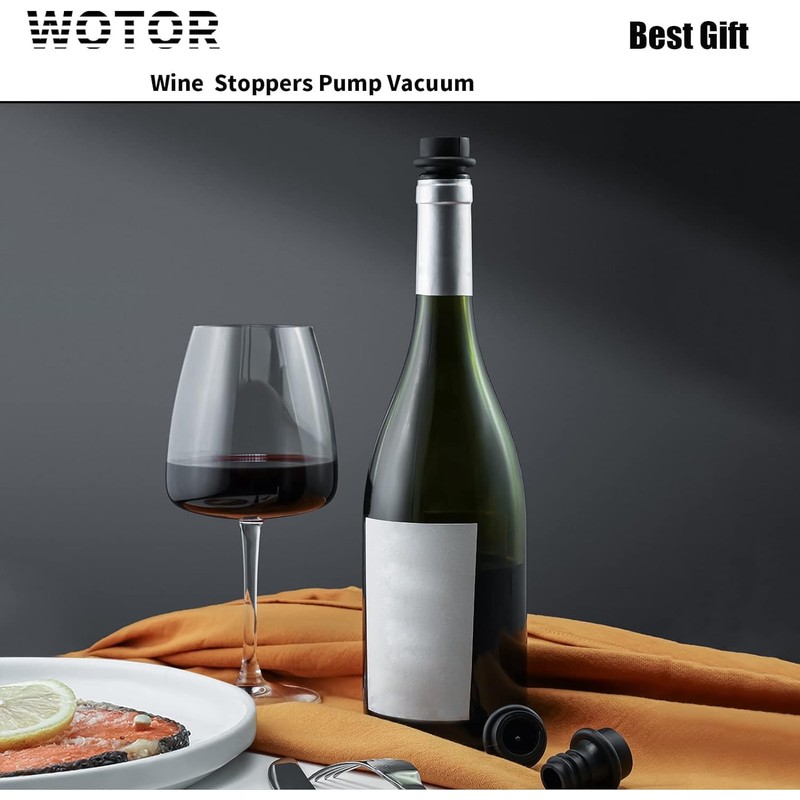 WOTOR Wine Stoppers - Vacuum Wine Saver, Preserver & Sealer
