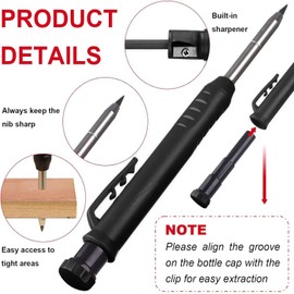 3 Pack Carpenter Pencil with Sharpener, BetterJonny Mechanical Carpenter Pencils Set with Pencil Caps and 39 Pcs Refills for Woodworking Construction, Deep Hole Marker Mechanical Pencil for Architect