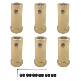 6 x Hex Coupling 7 mm Bore Motor Hex Brass Shaft Coupling Flexible Connector for DC Motor Shaft, Robot, Model Car Tyre Shaft