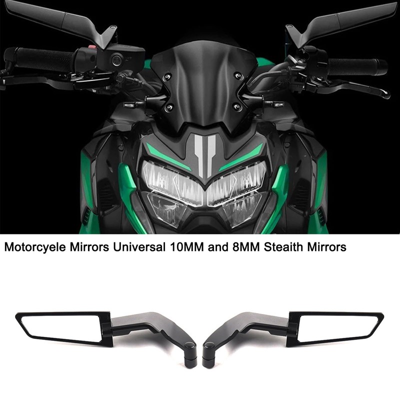 Motorcycle Rear View Mirrors Set 360° Adjustable Rotating Stealth Wind