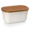Nucookery Ceramic Butter Dish, Embossed Butter Keeper with Wood Lid
