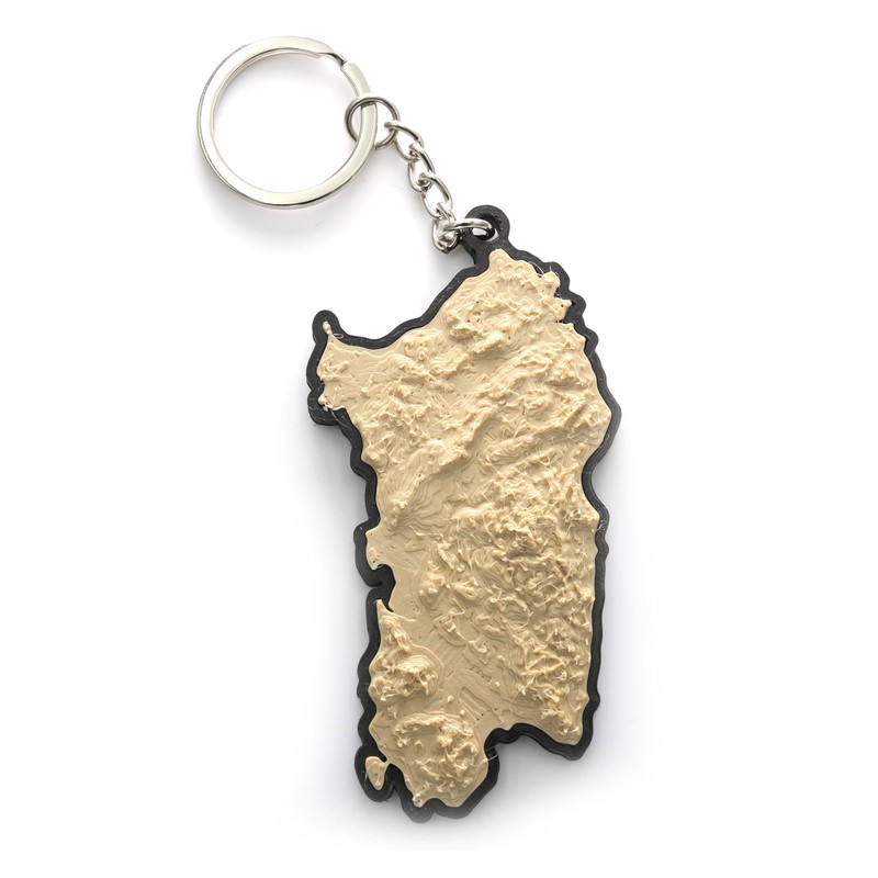 Generico Sardinia 3D Topographic Keyring, Brown-Black H
