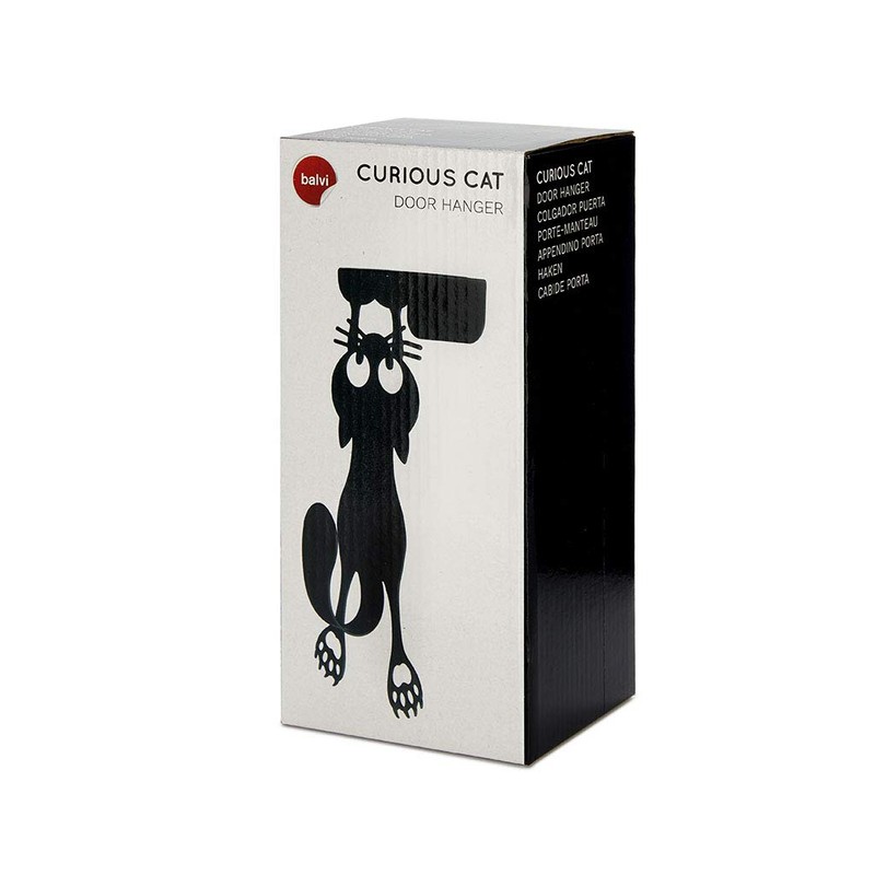 balvi Curious Cat Hanger for Doors, Black, One Shape of