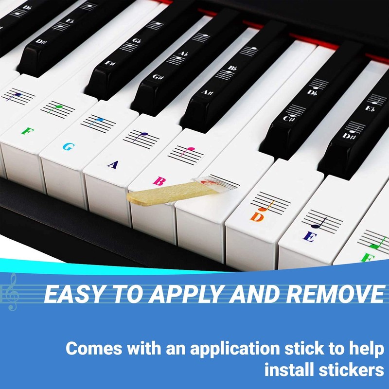 QMG Color Piano and Keyboard Music Note Full Set Stickers