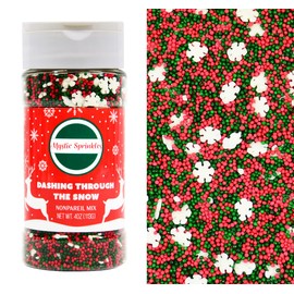 Mystic Sprinkles Christmas Holiday Nonpareil Sprinkle Mixes (Dashing Through the Snow! 4oz)