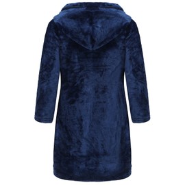 Kids Robe Boys Hooded Fleece Sleep Robe Girls Soft Bathrobe (Navy, 11-12Years)