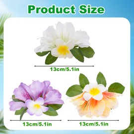 3 Hawaiian Flower Hair Clips for Women Artificial Tropical Flower Hair Clips 5 Inch Floral Hair Barrettes for Summer Vacation Beach Party Girls Holiday Gifts (White Yellow Purple)