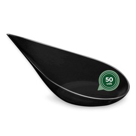 Maxi Products - Pack of 50 Catering Spoons, Tear Spoons, Black, 10.1 x 5 cm, Recyclable Plastic, for Catering, Events, Lids, Tasting, Food Trucks - CATERING