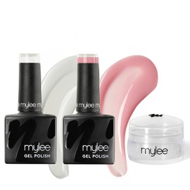 Mylee French Me Set mit Stempel – Salon-Qualität für French Maniküren zu Hause. Inklusive Weiß & Nude Gel-Nagellack + Durchsichtigem Silikon Stempelwerkzeug