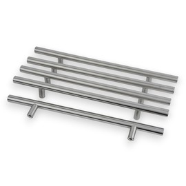 HANDLESTORE® Pack of 10 T-Bar Pull Handles - Satin Stainless, Matt Black or Brass - 160mm Fixing Centres Suitable for cabinets and cupboards. (Matt Black)