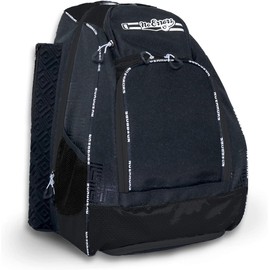 No Errors Sports RBP Rookie Baseball and Softball Backpack - Baseball and Softball Bat Bag with Fence Hooks for Kids, 2 Bat Pockets Bag for Boys and Girls(Black)