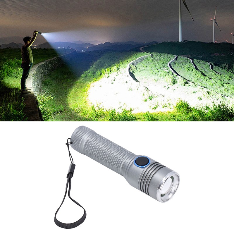 LED Flashlight Telescopic Zoom Protective Function Aluminum Alloy Barrel 2000LM