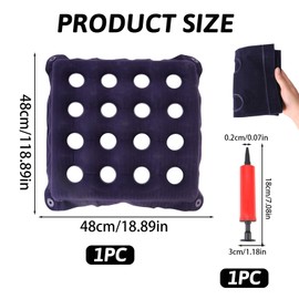 Pressure Relief Cushion for Prevention Sores, 16 Holes Inflatable Seat Air Cushions for Bottoms, Flocking Fabric Square Mat, Anti Bedsore Cushion for Wheelchairs Office Chairs Car with Bonus Air Pump