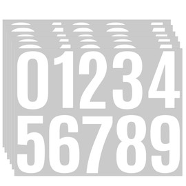 4 Inch Vinyl Number Stickers 0-9, Waterproof Self-Adhesive Address Numbers Decals, 6 Sheets Peel and Stick Mailbox Stickers for House Door Trash Can Outdoor Signs(white)