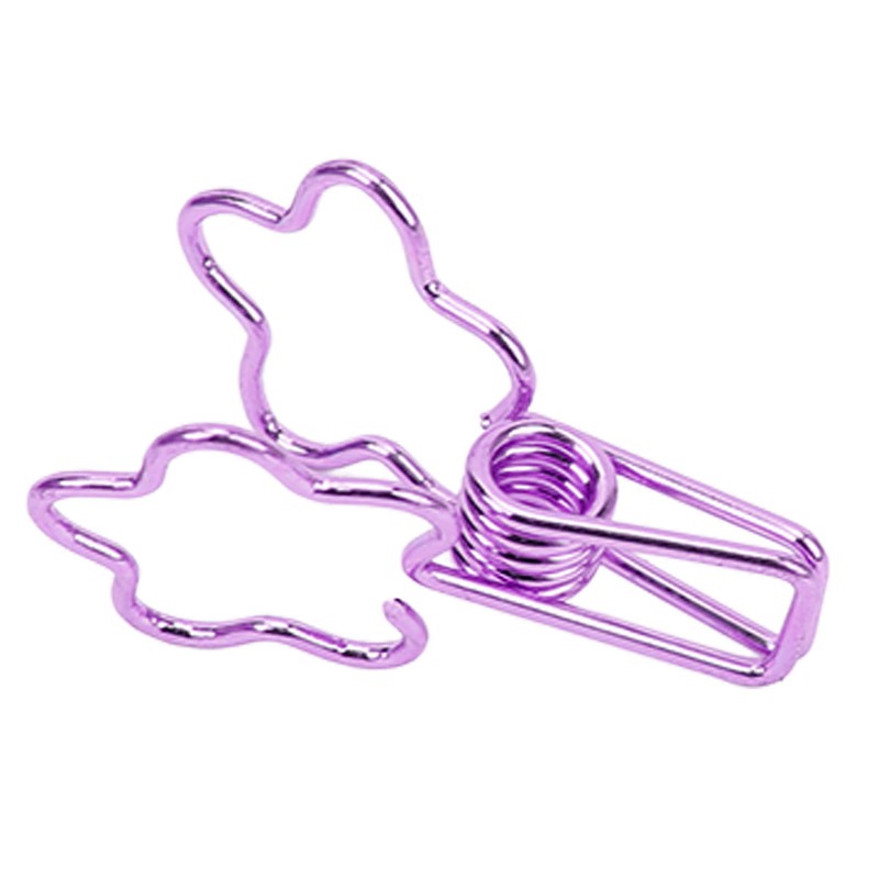 100pcs Binder Clips Cute Flower Shape Metal Hollowed Long Tail