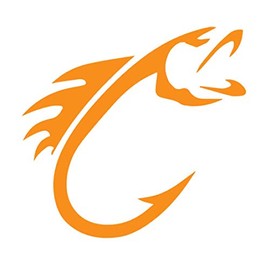 Fish Hook Fishing Vinyl Sticker Decals (Pack of 2) for Car Bumper Window Laptop Tablet Phone (2" x 1.9", Orange)