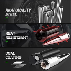 SCITOO 32PCS+2Keys Black Wheel Lug Nuts Spline Closed End Socket Thread 14x2 Lug nut for Ford Excursion for Ford F-250 Super Duty for Ford F-350