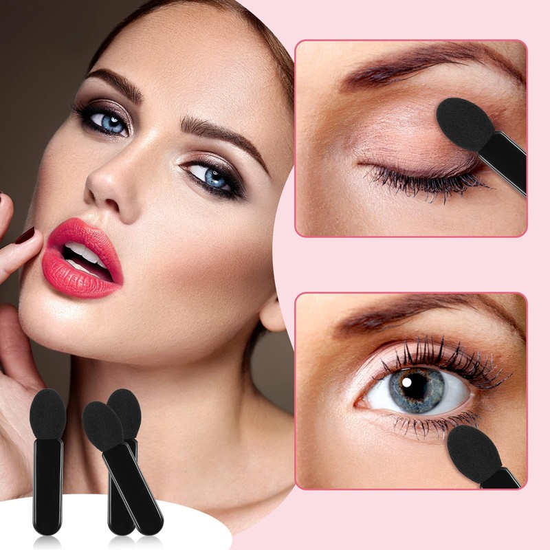 50pcs Eyeshadow Applicators Black Double-side Eye Shadow Brushes Short Sponge