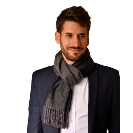 MayTree 2-Tone Cashmere Scarf Men Women Unisex Wool Scarf 100% Cashmere Two Tone 180 x 30 cm, Striped Purple