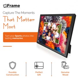 iFrame Commemorative Sports Athletics Picture Frames I Fits 5x7 Photograph I Real Wood Black Finish I Desktop, Table Or Wall Mount I Shatterproof Plexiglass I Made In USA I Cheer