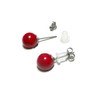 赤 珊瑚 チタン スタッド ピアス 8mm 丸珠 スタンダード