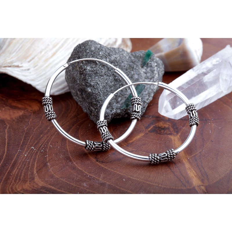 WINDALF Arion Large Creole Earrings Diameter 3.7 cm Silver Hoop