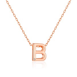 Philip Jones Rose Gold Plated Initial Necklace Letter B Created with Zircondia® Crystals