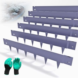 STIRLINGEAR 6 Pack Metal Landscape Edging- 40" L x 8" H (20ft Total) Lawn Edging, Garden Border Edging, Metal Edging for Landscaping with Gloves (Gray-Blue)