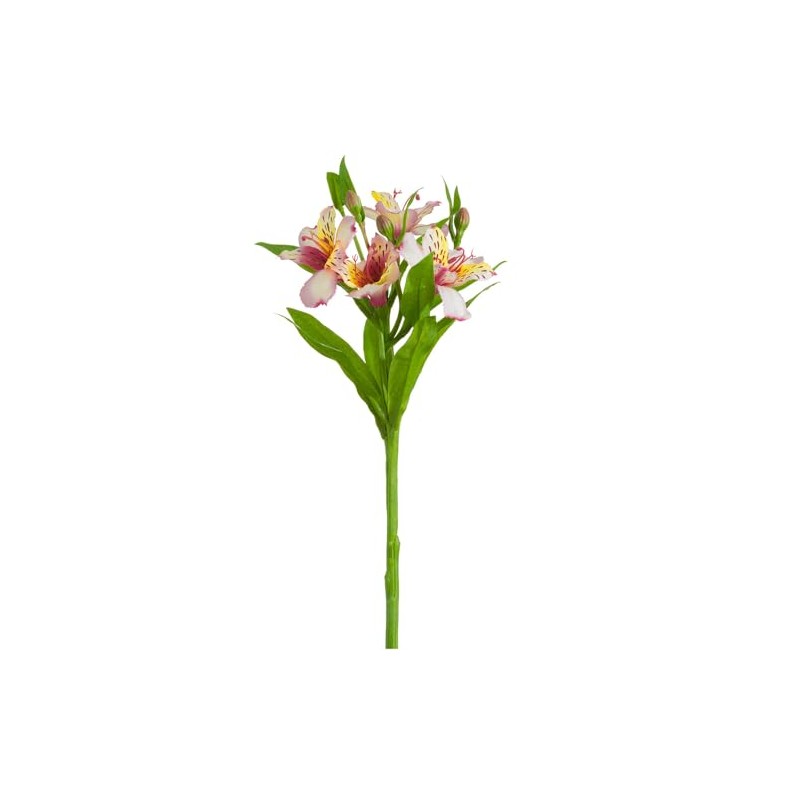 14" Silk Alstroemeria Flower Stem -Lavender/Cream (Pack of 12)